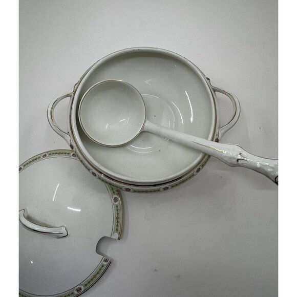 Antique Johnson Brothers Soup Tureen Ironstone with Matching Ladle White - Picture 6 of 16